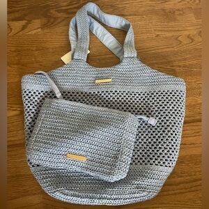 Stylish Blue Knit Tote Bag Set (Calzedonia)